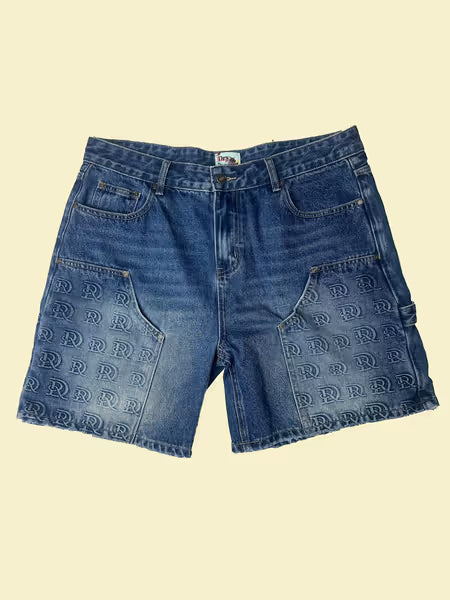 DRY ROT DR STAMPED DOUBLE KNEE SHORTS BLUE