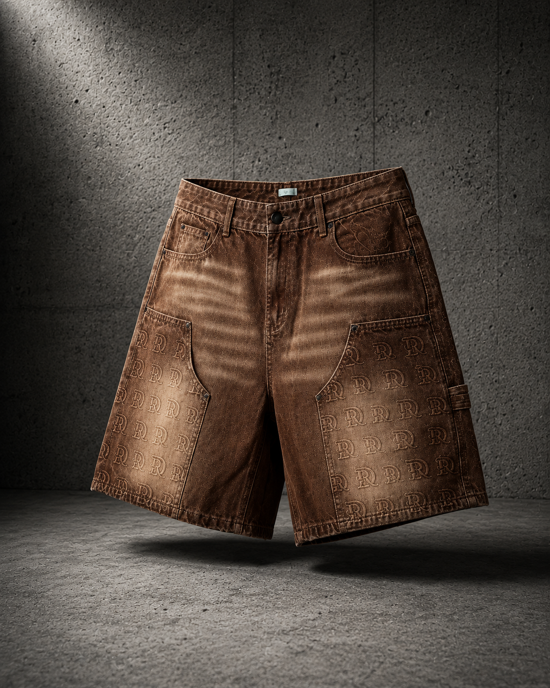 DRY ROT DR STAMPED DOUBLE KNEE SHORTS BROWN