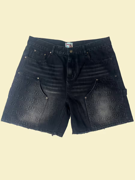 DRY ROT DR STAMPED DOUBLE KNEE SHORTS BLACK