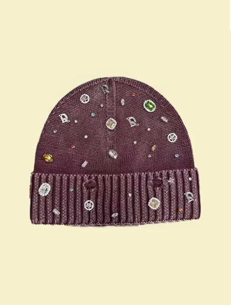 DRY ROT BURGUNDY ACID WASH GEM BEANIE