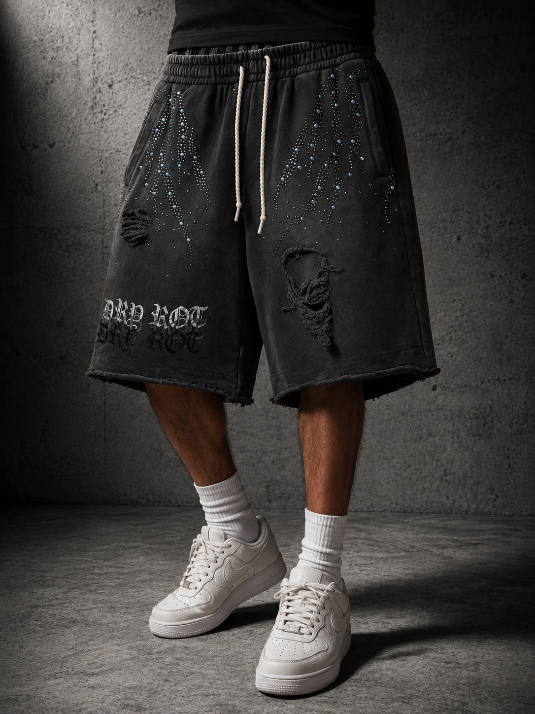 DRY ROT Midnight Fray COTTON SHORTS